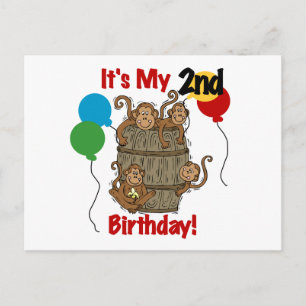 Carte Postale Baril de singes 2e Anniversaire Tshirts et cadeaux