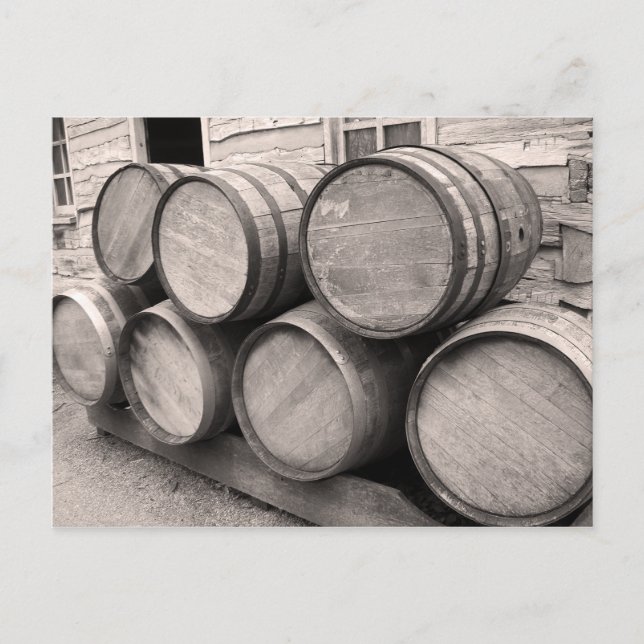 Carte Postale Barils Whiskey en bois (Devant)