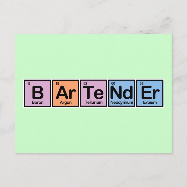 Carte Postale Barman en éléments (Devant)