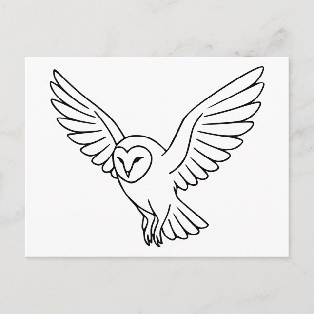 Carte Postale Barn Owl in Flight Line Art (Devant)