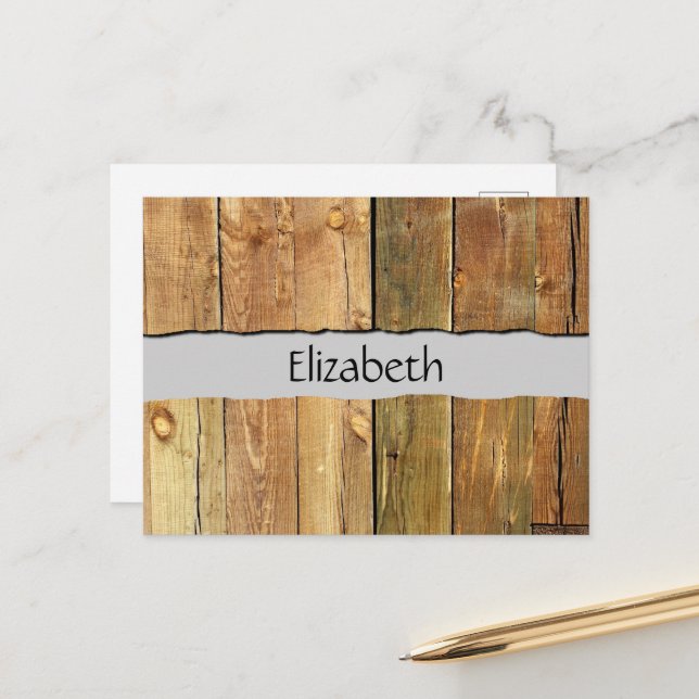 Carte Postale Barn Wall, Wood, Wooden Boards, (Devant/Arrière en situation)