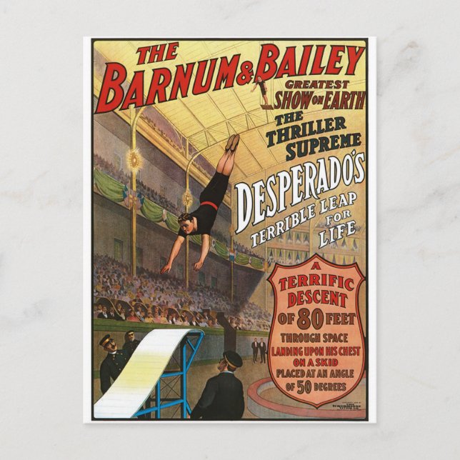 Carte Postale Barnum and Bailey Desperado's Leap for Life (Devant)