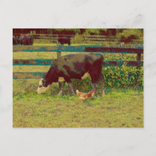 Carte Postale Barnyard Friends Cow & Chicken