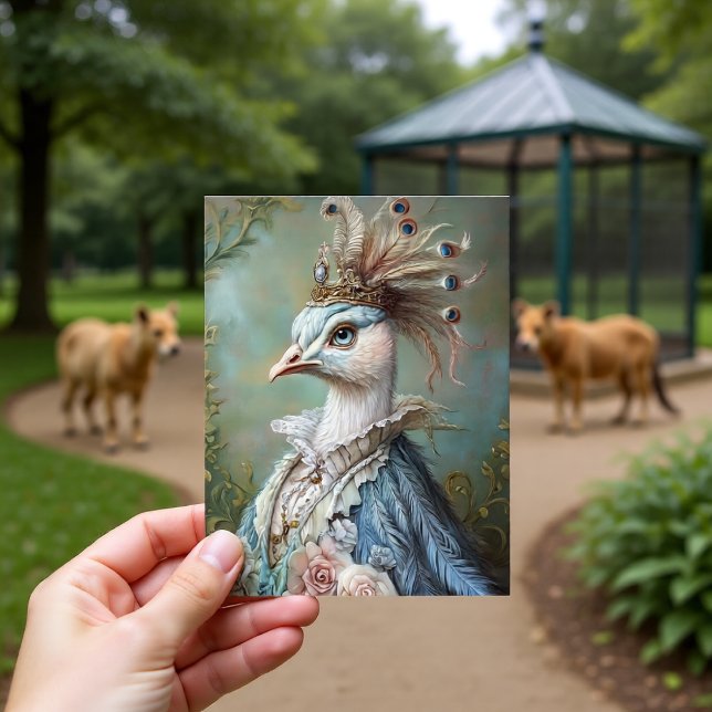 Carte Postale Baroque Peacock Royal Portrait Design (Créateur téléchargé)