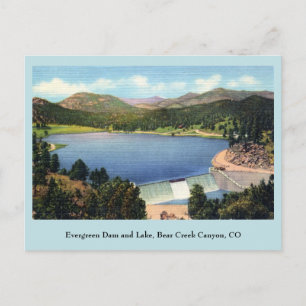 Carte Postale Barrage À feuillage persistant vintage et lac, Bea