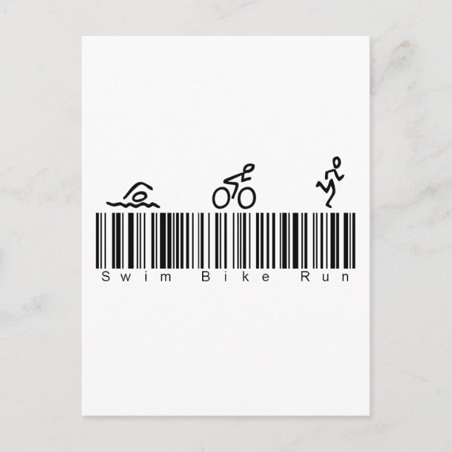 Carte Postale Barre Code Swim Bike Run (Devant)