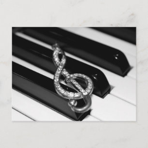 Carte Postale Barre de piano avec clé G