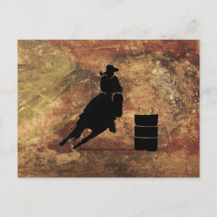 Carte Postale Barrel Racing Girl Silhouette on a Grunge Texture