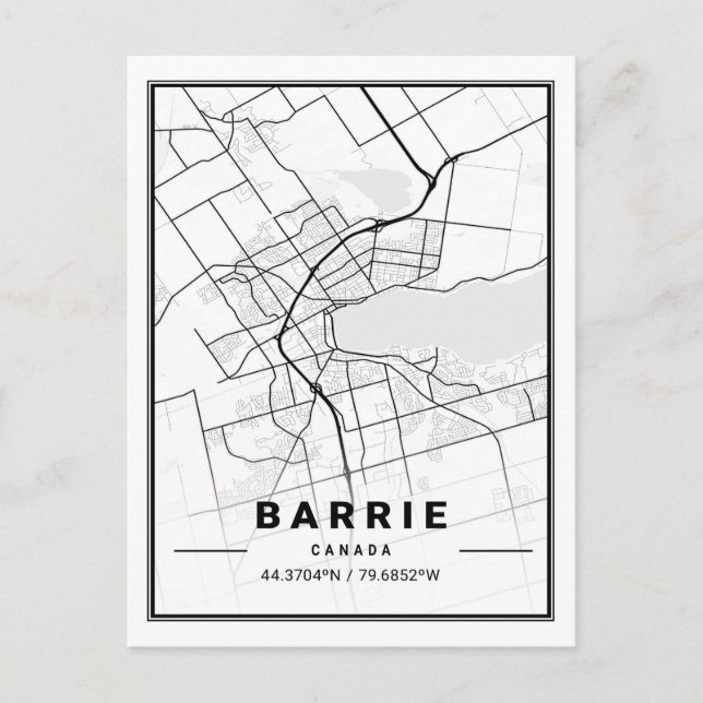 Carte Postale Barrie Ontario Canada Plan de la ville de voyage (Devant)