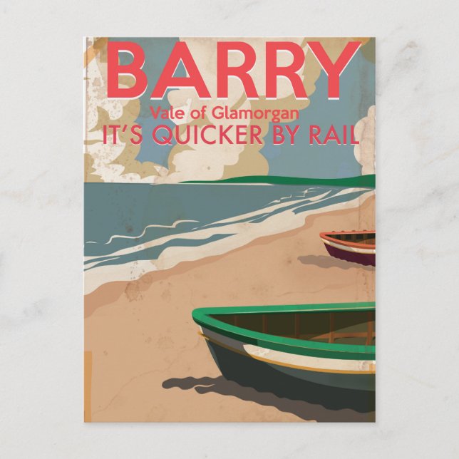 Carte Postale Barry, Pays de Galles Locomotive Vintage Affiche d (Devant)