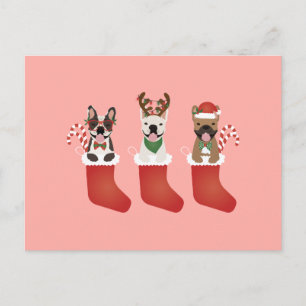 Carte Postale Bas de Noël pour Bouledogues Français