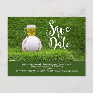 Carte Postale Baseball enregistrer la date avec Verre de bière