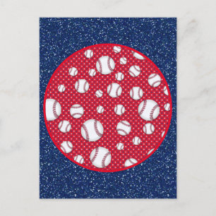 Carte Postale Baseball rouge blanc et bleu
