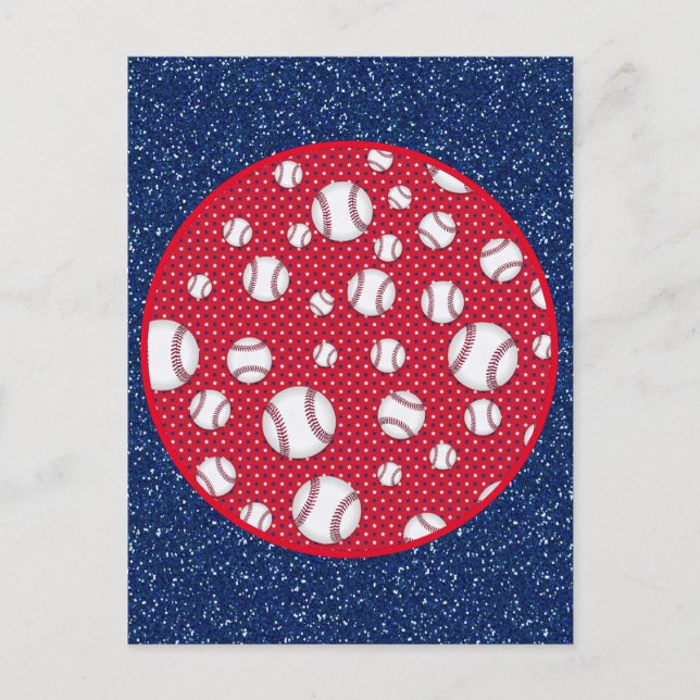 Carte Postale Baseball rouge blanc et bleu (Devant)
