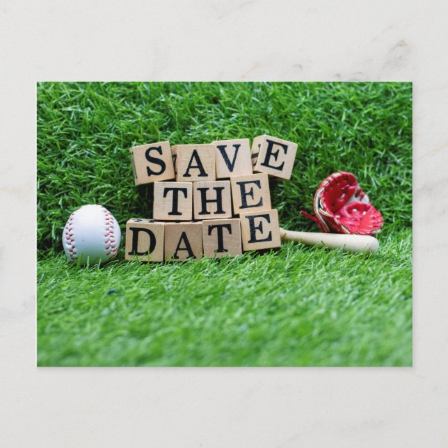 Carte Postale Baseball Sauvegarder la date avec balle et batte s (Devant)