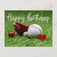 Baseball sur l'herbe verte avec amour pour l'anniv