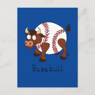 Carte postale Basebull Funny Bull Baseball