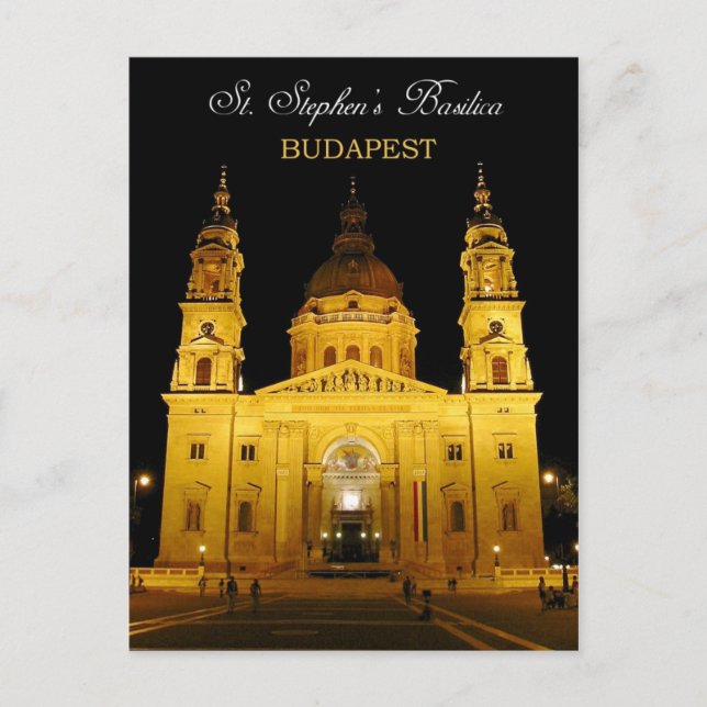 Carte Postale Basilique Saint-Etienne la nuit, Budapest, Hongrie (Devant)