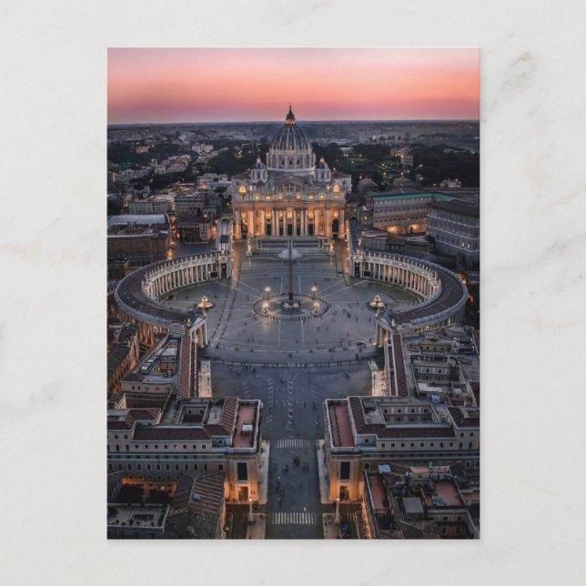 Carte Postale Basilique Saint-Pierre et Carré au coucher du sole (Devant)