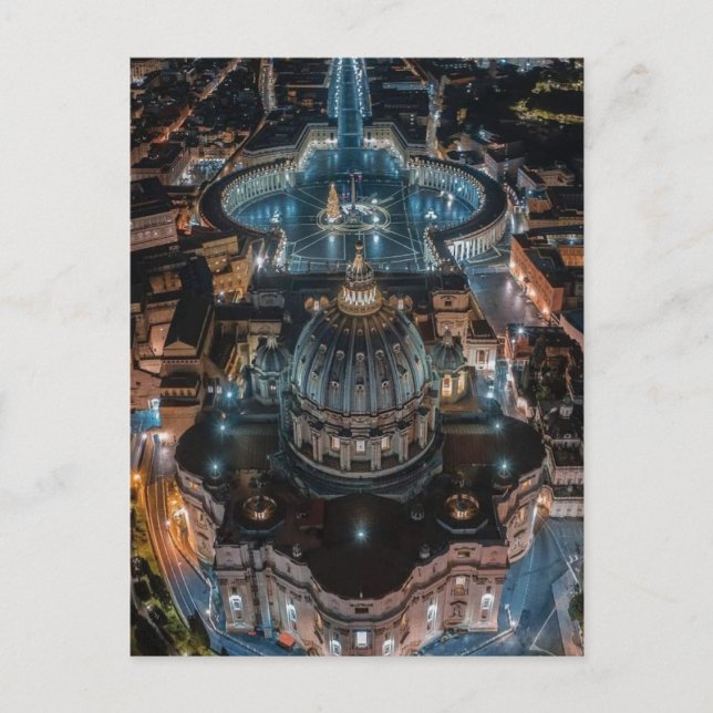 Carte Postale Basilique Saint-Pierre et Carré de nuit (Devant)