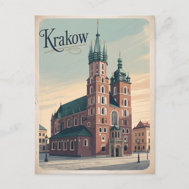 Carte Postale Basilique Sainte-Marie de Cracovie (Devant)