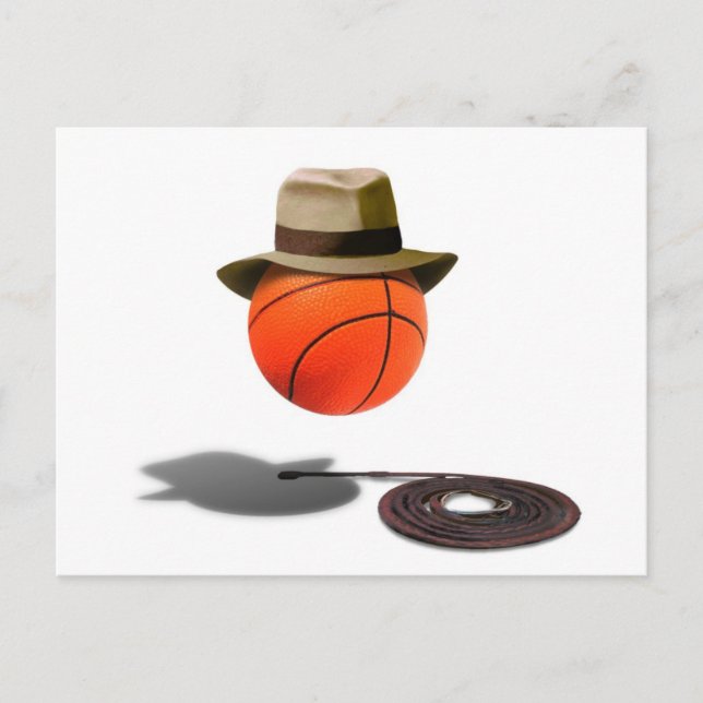 Carte Postale Basket avec Fedora et Whip (Devant)