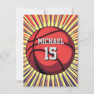 Carte Postale Basket-ball Ajouter Votre Nom Et Numéro Pop Art