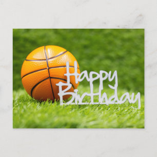 Carte Postale Basket-ball avec signe Joyeux Anniversaire sur her