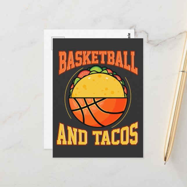 Carte Postale Basket-ball et tacos (Devant/Arrière en situation)