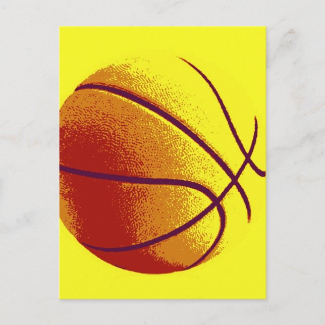 Carte Postale Basket-ball Jaune Orange (Devant)