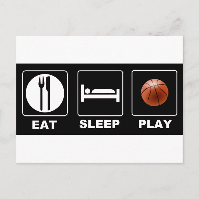 Carte Postale Basket-ball Mange Dormir Jouer (Devant)