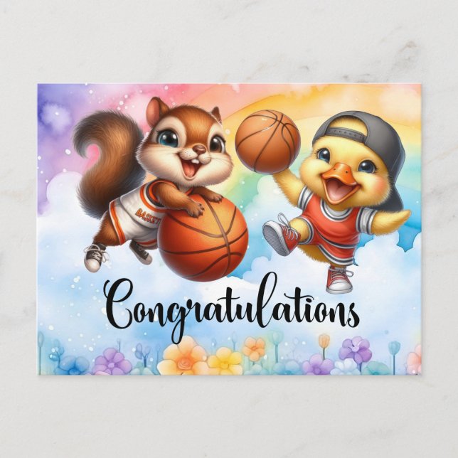 Carte Postale Basket-ball thématique pour Félicitations (Devant)