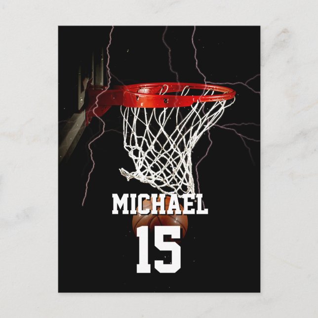 Carte Postale Basketball Ajouter Votre Nom Et Votre Numéro (Devant)
