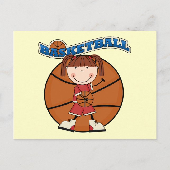 Carte Postale BASKETBALL Brunette Girl T-shirts et cadeaux (Devant)