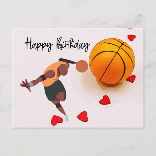 Carte Postale Basketball Joyeux anniversaire au joueur avec amou (Devant)