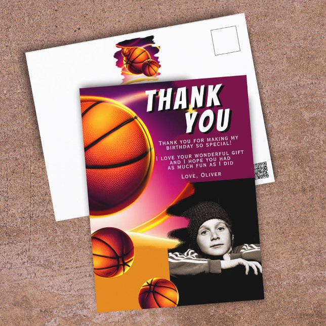 Carte Postale Basketball Sports Photo Anniversaire Merci  (Créateur téléchargé)