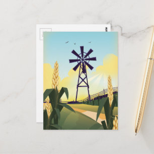 Carte Postale Basse-cour et moulin à vent