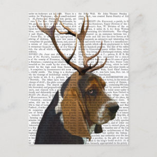 Carte Postale Basset Hound and Antlers