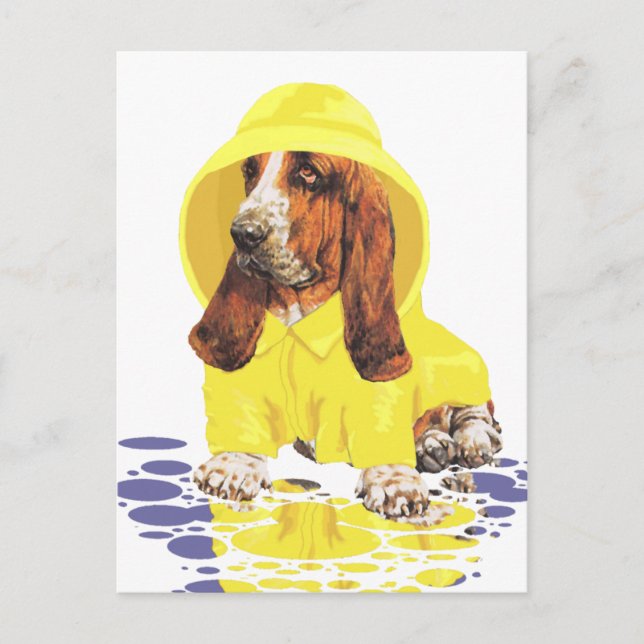 Carte Postale Basset Hound Avril Douches (Devant)