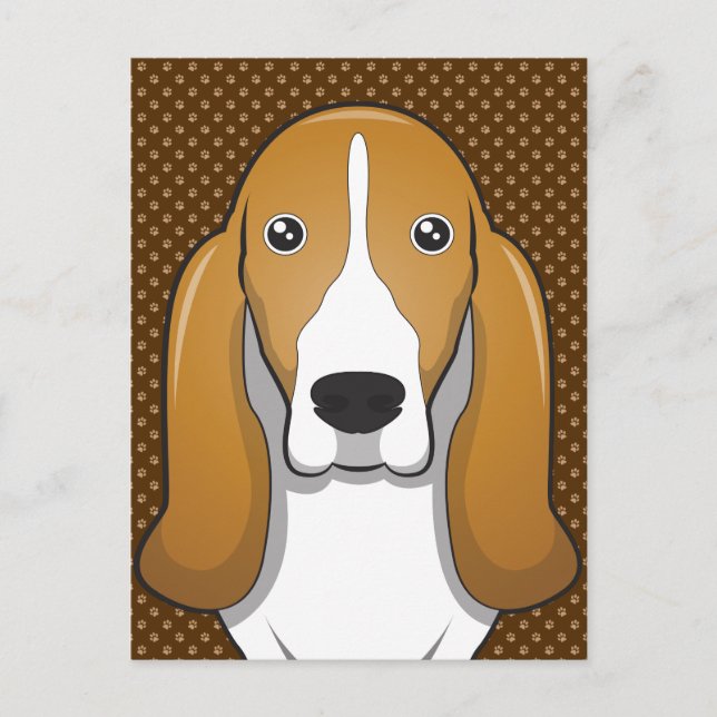 Carte Postale Basset Hound Chig Cartoon Paws (Devant)