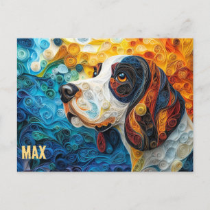 Carte Postale Basset Hound Papier Quitter Art Chien Portrait