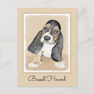 Carte Postale Basset Hound Peinture Chiot - Art Chien original