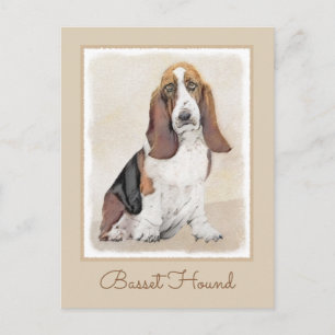 Carte Postale Basset Hound Peinture - Cute Original Chien Art