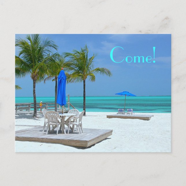 CARTE POSTALE BASSIN DANS LA BEAUTÉ DE BAHAMA : "VENEZ !" (Devant)