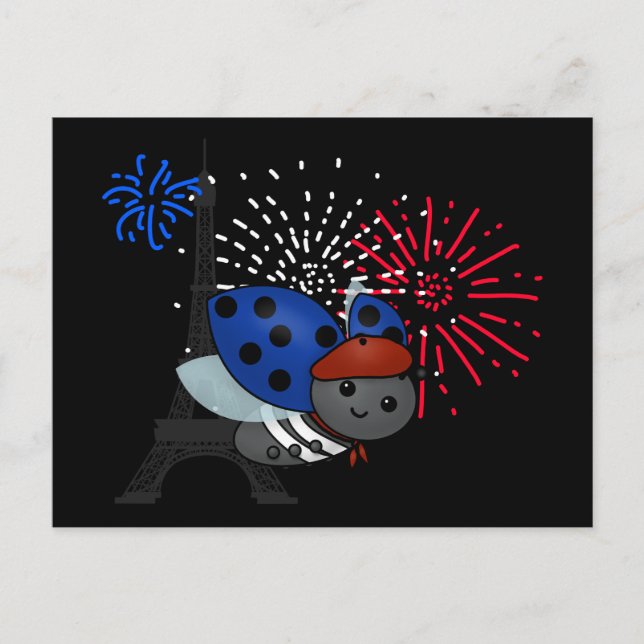 Carte Postale Bastille Day Ladybug, sourire (Devant)