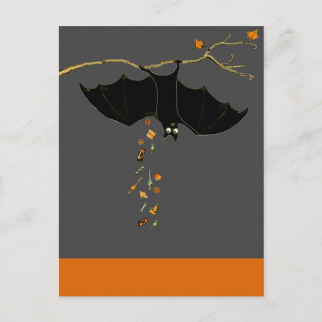 Carte Postale Bat d'Halloween drôle (Devant)