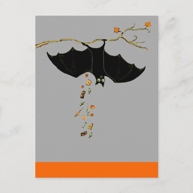 Carte Postale Bat d'Halloween drôle (Devant)