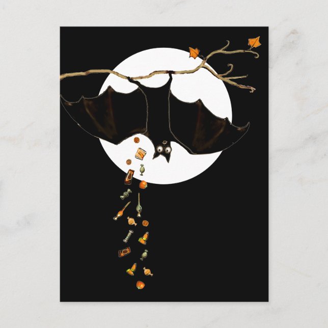 Carte Postale Bat d'Halloween drôle (Devant)