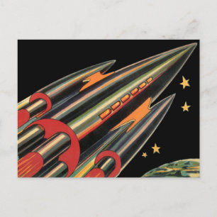 Carte Postale Bateau à fusée de science-fiction vintage par Spac
