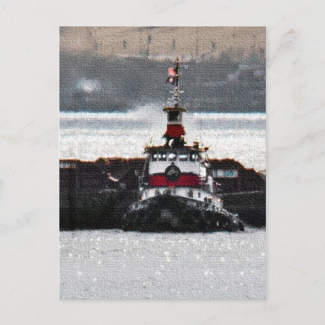 Carte Postale Bateau à moteur sur une rivière étincelante (Devant)